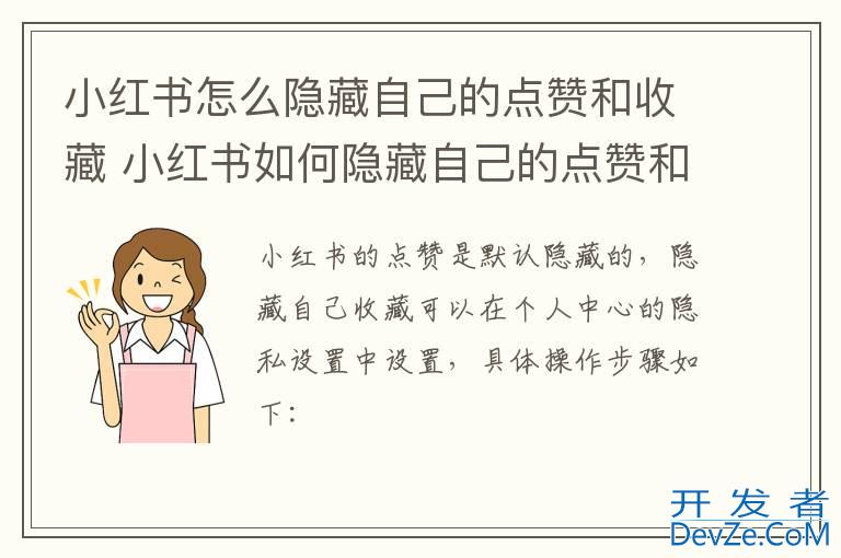 小红书怎么隐藏自己的点赞和收藏 小红书如何隐藏自己的点赞和收藏