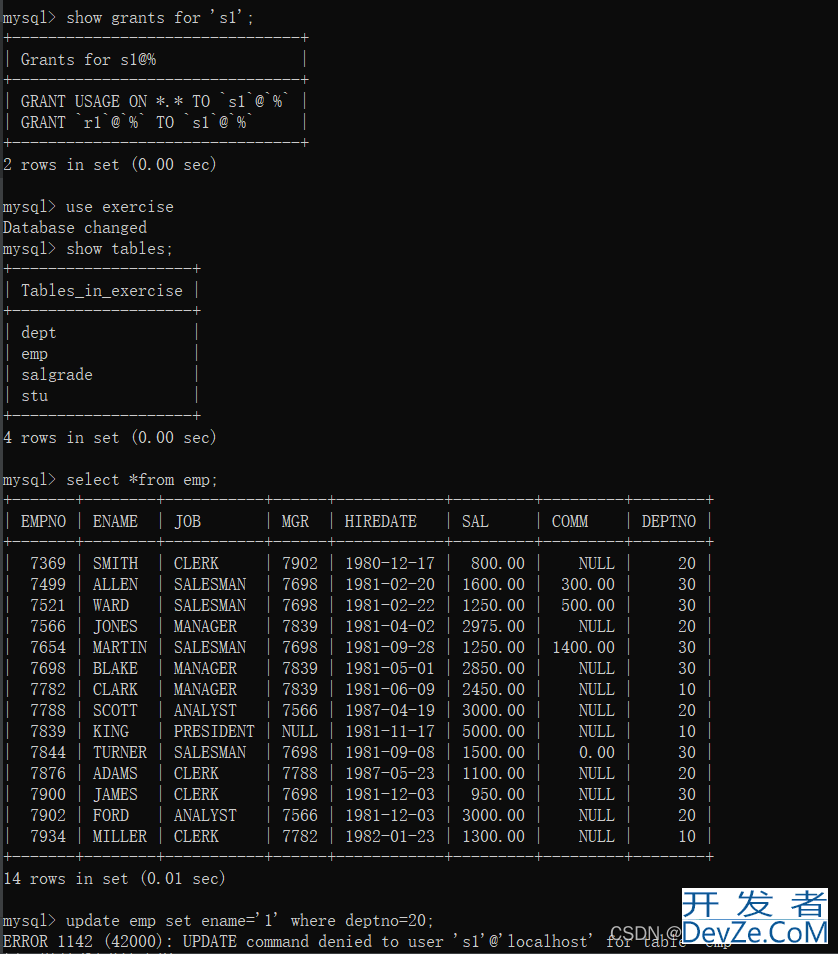 MySQL权限控制和用户与角色管理实例分析讲解