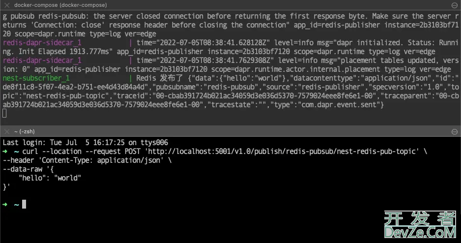 Docker Compose+Nestjs构建Dapr Redis发布订阅分布式应用