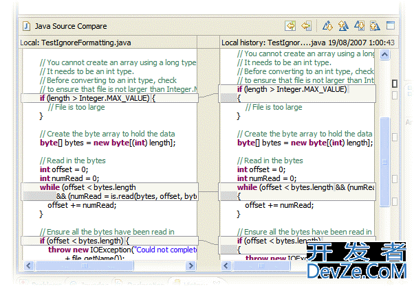 Eclipse (3.5) how to compare files horizontally?