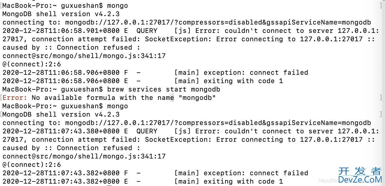 解决MAC上启动mongod报错exiting with code 1的问题