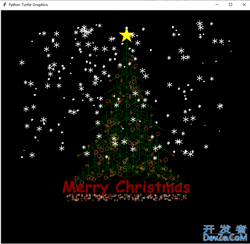 Python实现绘制圣诞树和烟花的示例代码