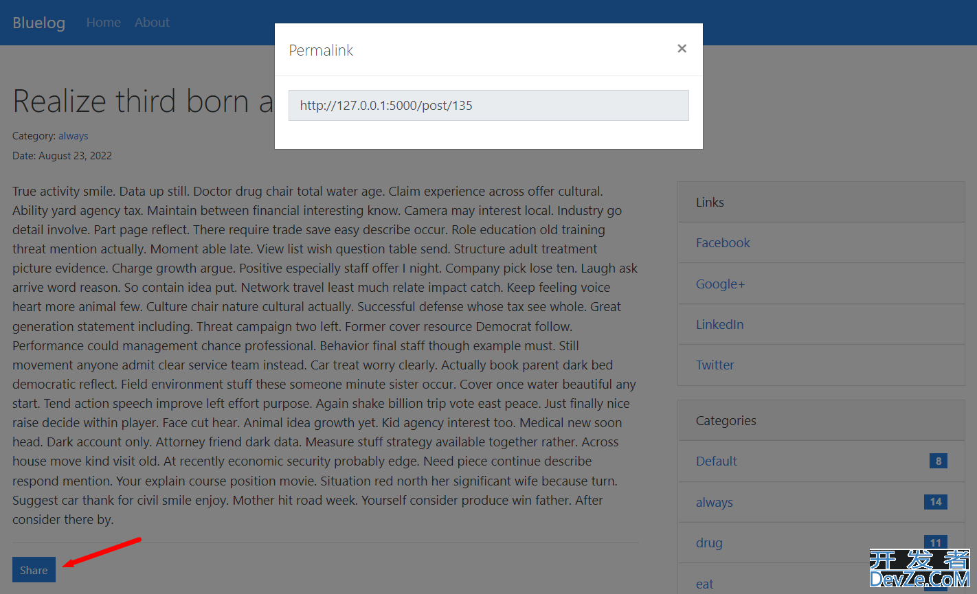 Python个人博客程序开发实例信息显示