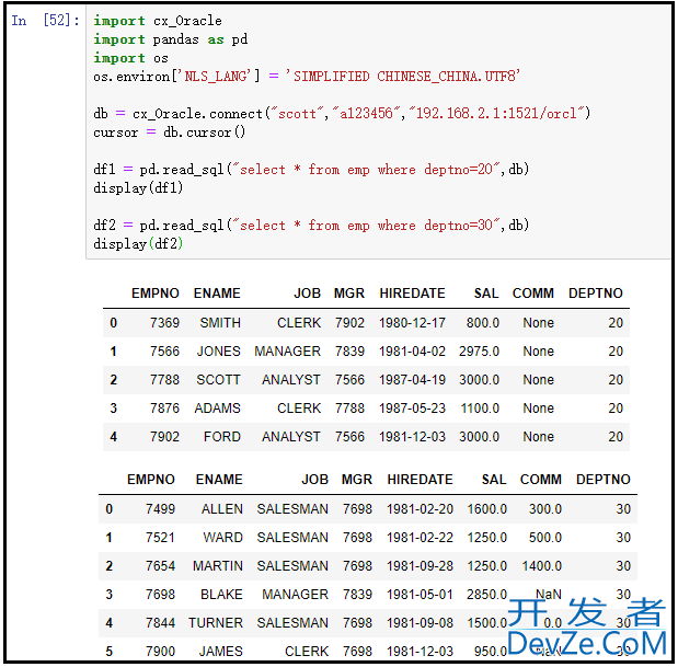 python实现与Oracle数据库交互操作示例