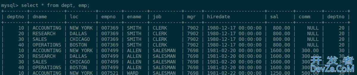 MySQL复合查询和内外连接的操作代码