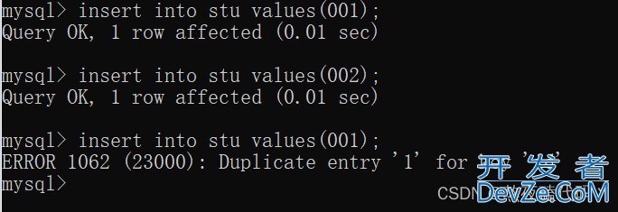 MySQL数据库约束操作示例讲解