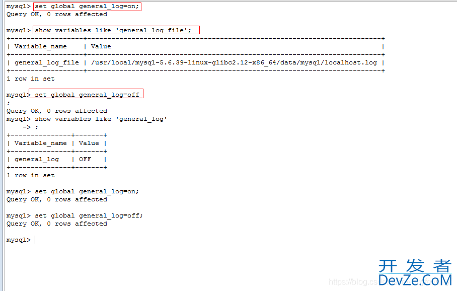 mysql中的general_log(查询日志)开启和关闭