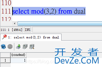 sql中mod()函数取余数的用法