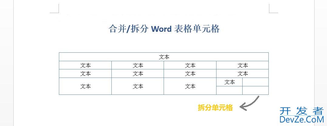 C#实现拆分合并Word表格中的单元格