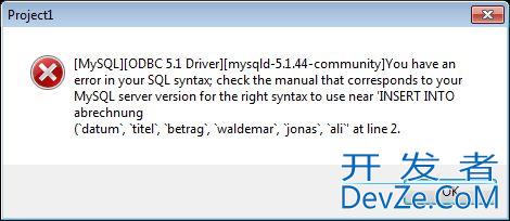 Delphi ADO SQL Syntax Error