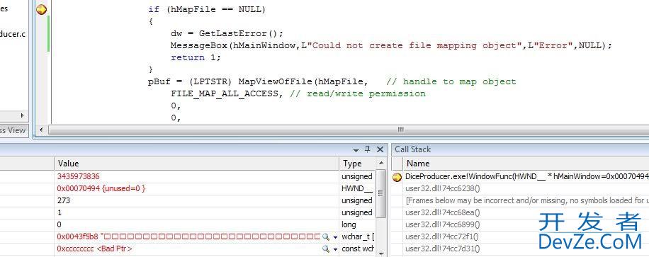 Error using CreateFileMapping - C