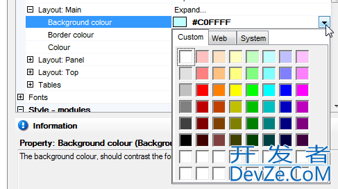 How do I use the web colour editor in my own property grid?