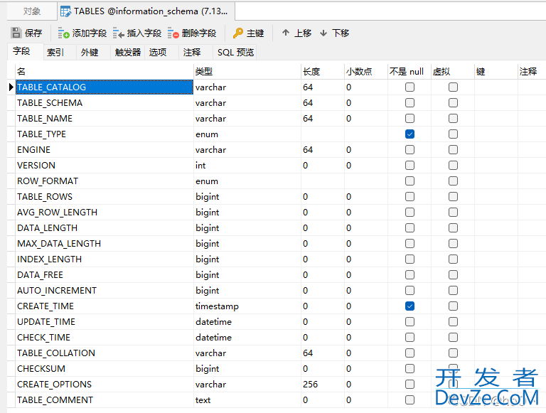 Mysql如何查看表及字段信息