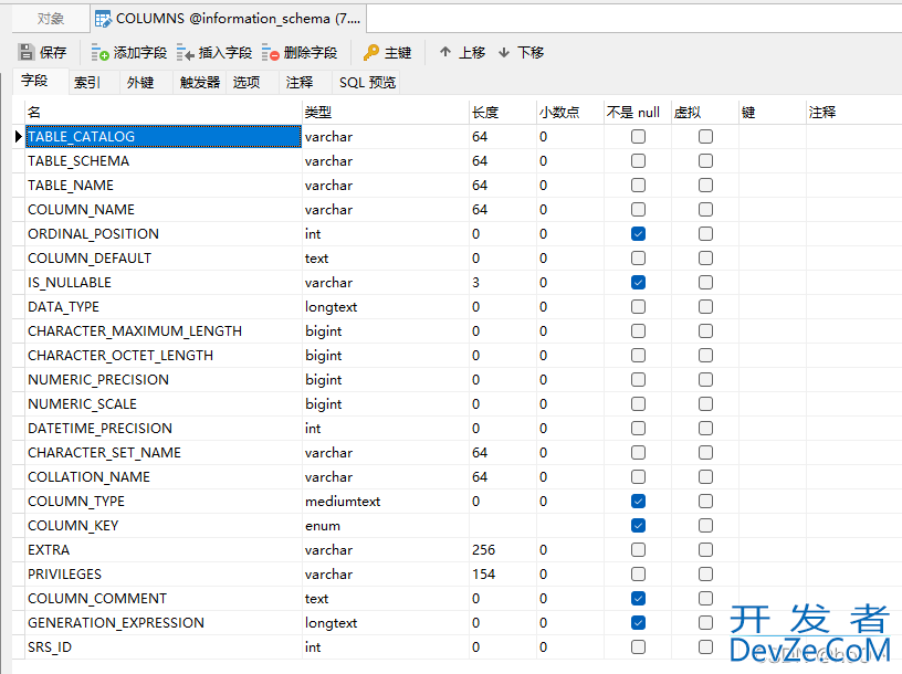 Mysql如何查看表及字段信息