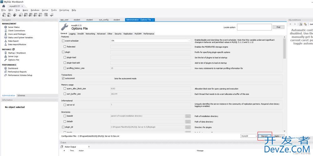 MySQL 8.0.31中使用MySQL Workbench提示配置文件错误信息解决方案