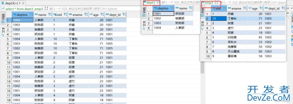 MySQL中的多表联合查询功能操作