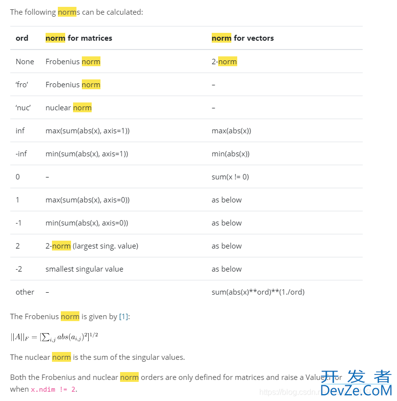 numpy中的norm()函数求范数实例