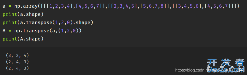 ndarray的转置(numpy.transpose()与A.T命令对比分析)