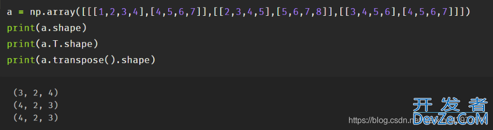 ndarray的转置(numpy.transpose()与A.T命令对比分析)