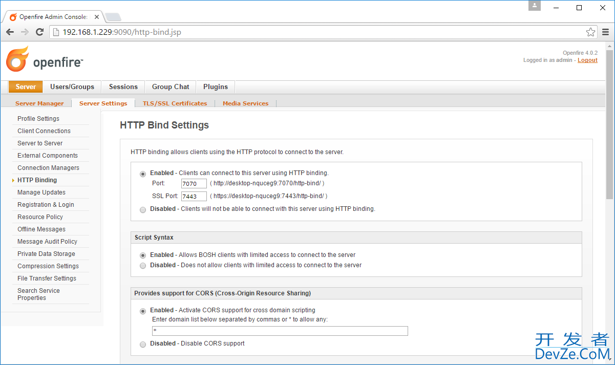 Bosh Set up using openfire