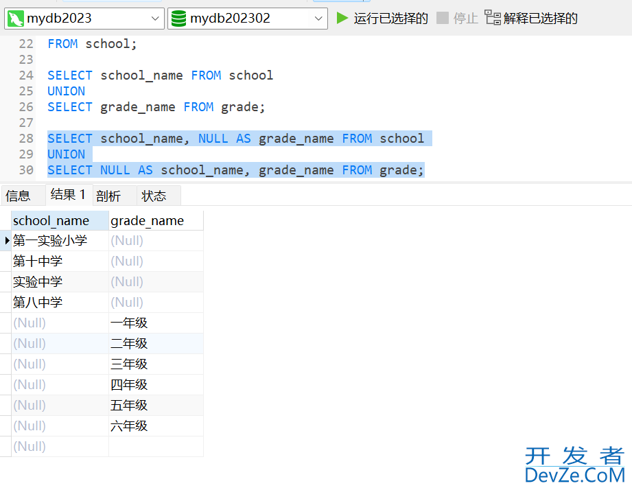 MySQL高级查询示例详细介绍