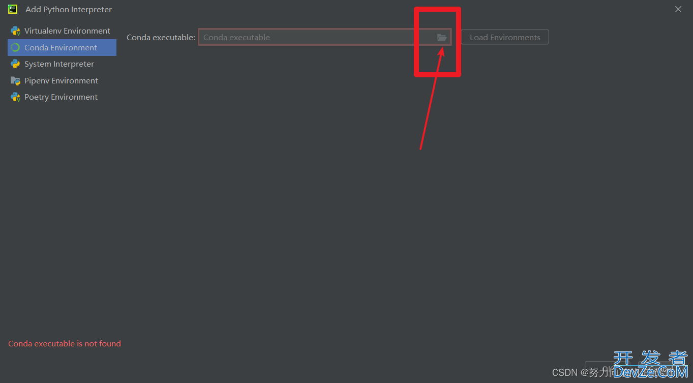 PyCharm添加Anaconda中的虚拟环境Python解释器出现Conda executable is not found错误解决