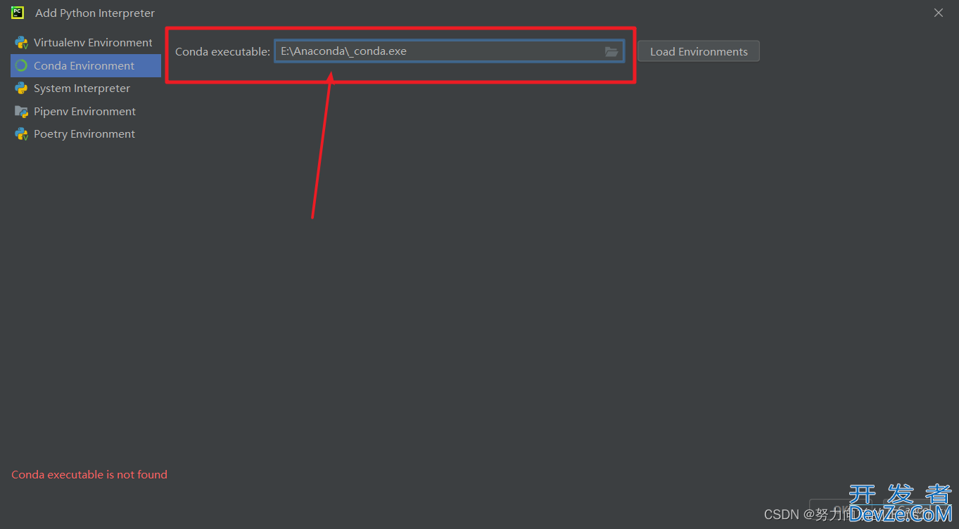 PyCharm添加Anaconda中的虚拟环境Python解释器出现Conda executable is not found错误解决