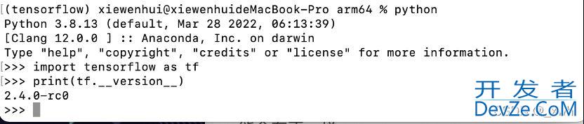 MacOS(M1芯片 arm架构)下安装tensorflow的详细过程