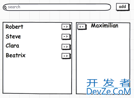 Move list elements between two containers, combine with autocomplete