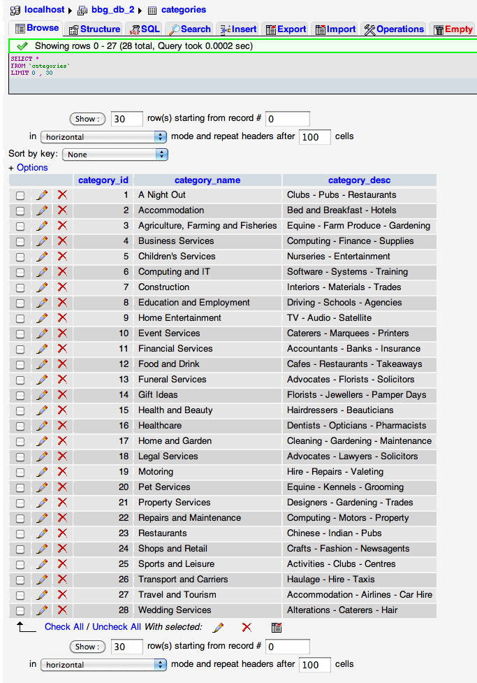 Problem displaying query results