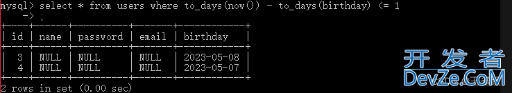 Mysql获取指定时间范围数据的各种实例