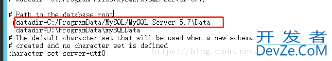 如何修改MYSQL5.7.17数据库存储文件的路径