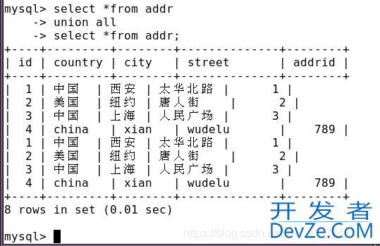 MySQL多表联合查询、连接查询、子查询的实现