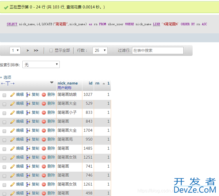 mysql like模糊匹配,按照匹配度排序方式