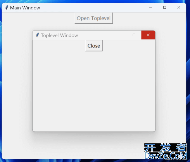 Python GUI编程之tkinter模块Toplevel控件实现搭建父子窗口