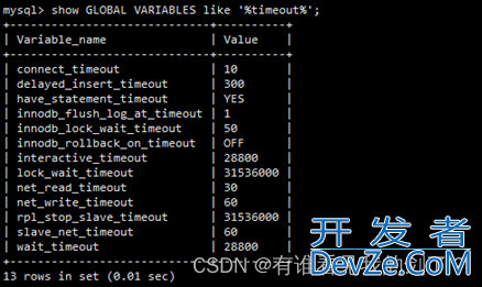 mysql查看连接数和设置会话超时问题