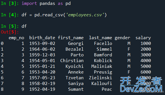 Python利用pandas处理CSV文件的用法示例