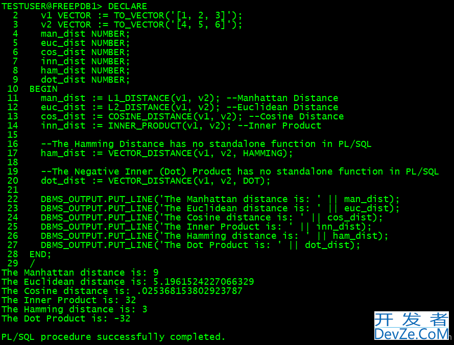 Oracle 23ai中重要新特性VECTOR数据类型的使用