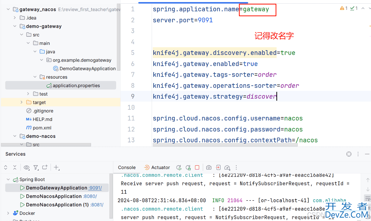 Java Nacos与Gateway的使用操作笔记