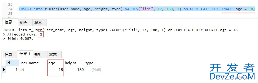 MySQL中的insert-on-duplicate语句举例详解