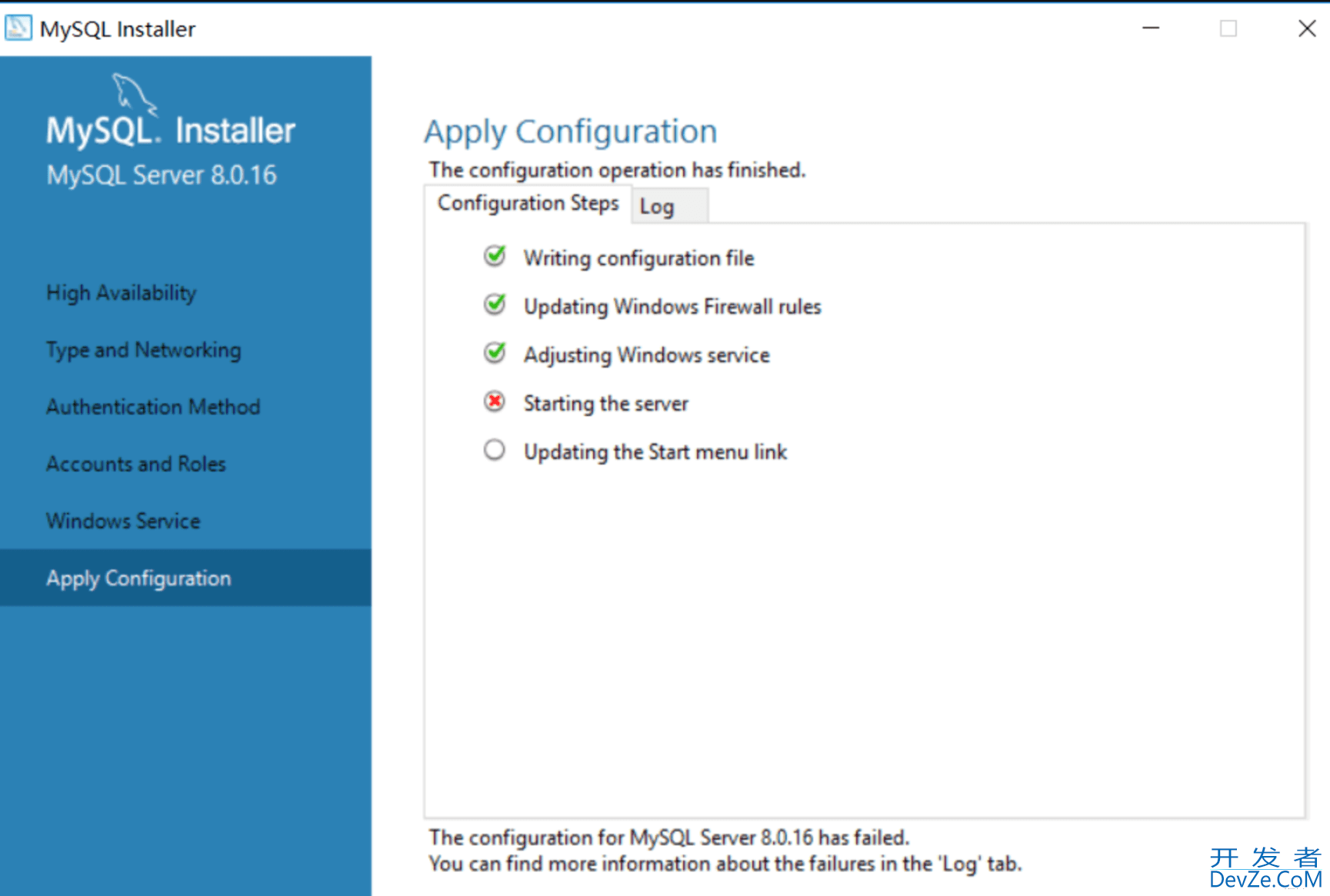 MySQL安装出现starting the server报错的解决方案