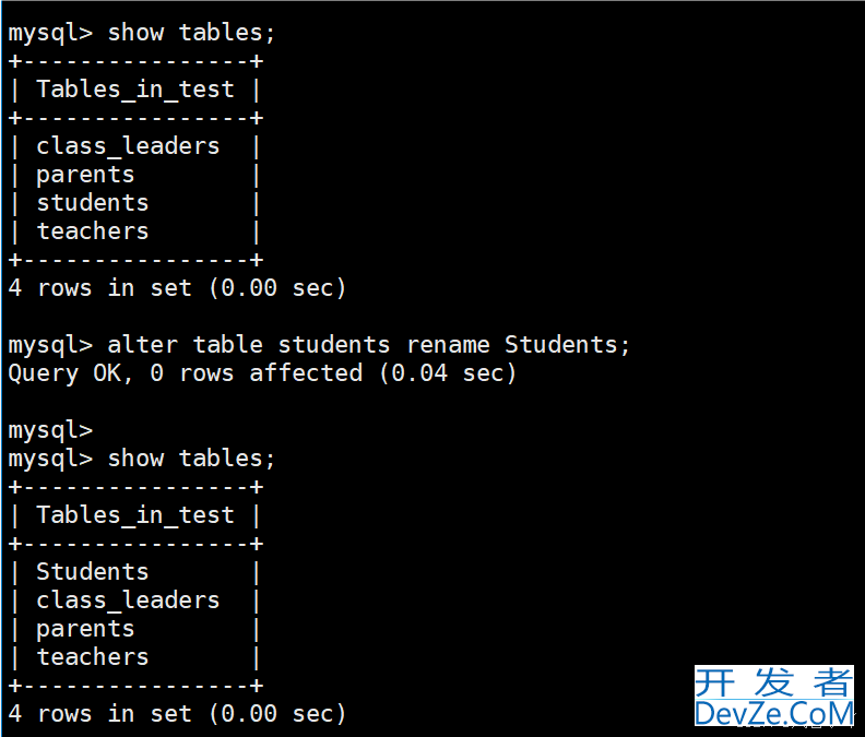 MySQL对数据库和表进行DDL命令的操作代码