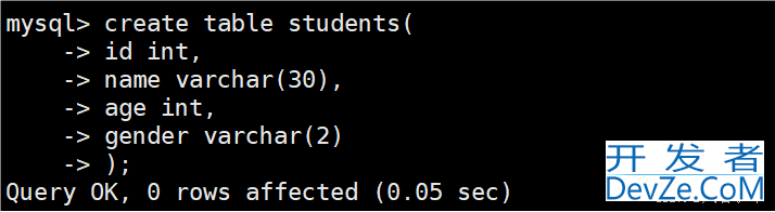 MySQL对数据库和表进行DDL命令的操作代码