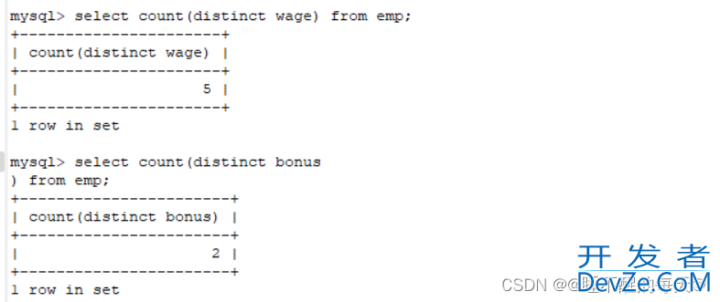 SQL中distinct去重关键字使用和count统计组合使用方法