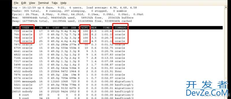 Oracle进程占用CPU100%的问题分析及解决方法