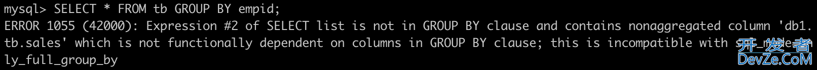 MySQL报错Expression #1 of SELECT list is not in GROUP BY clause and contains nonaggre