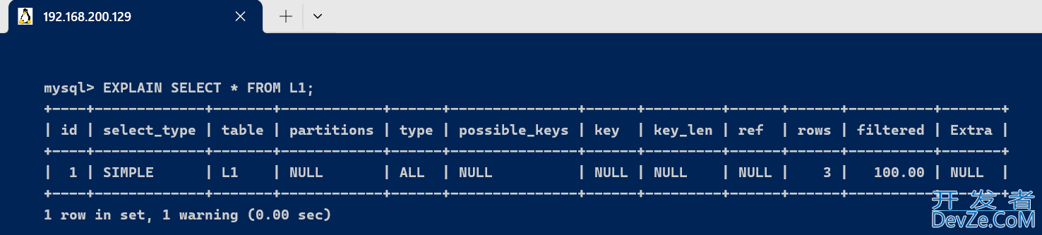 MySQL中EXPLAIN的/基本使用及字段详解