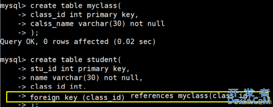 MySQL中关于表的约束