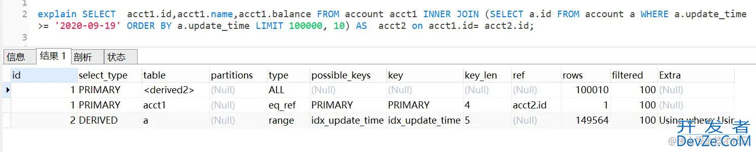 MySQL深分页,limit 100000,10优化方式